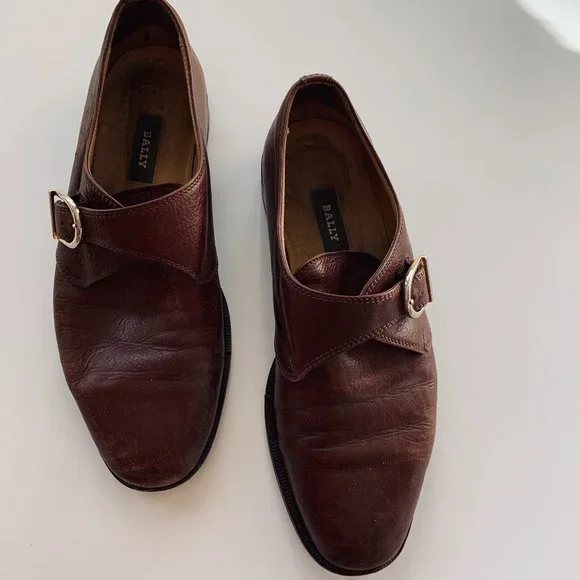 Bally Monk Strap Fine Leather Hand Sewn Shoe Size 10.5 Vintage BALLY Orano Monk Strap Dress Shoes, Black Leather  main image 2